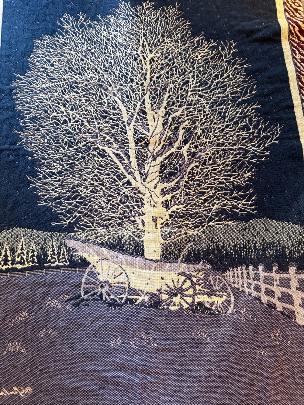 Tapestry by Bob Timberlake Winter Scene Wall Hanging or Throw 66 x 50 Vintage - Picture 4 of 7